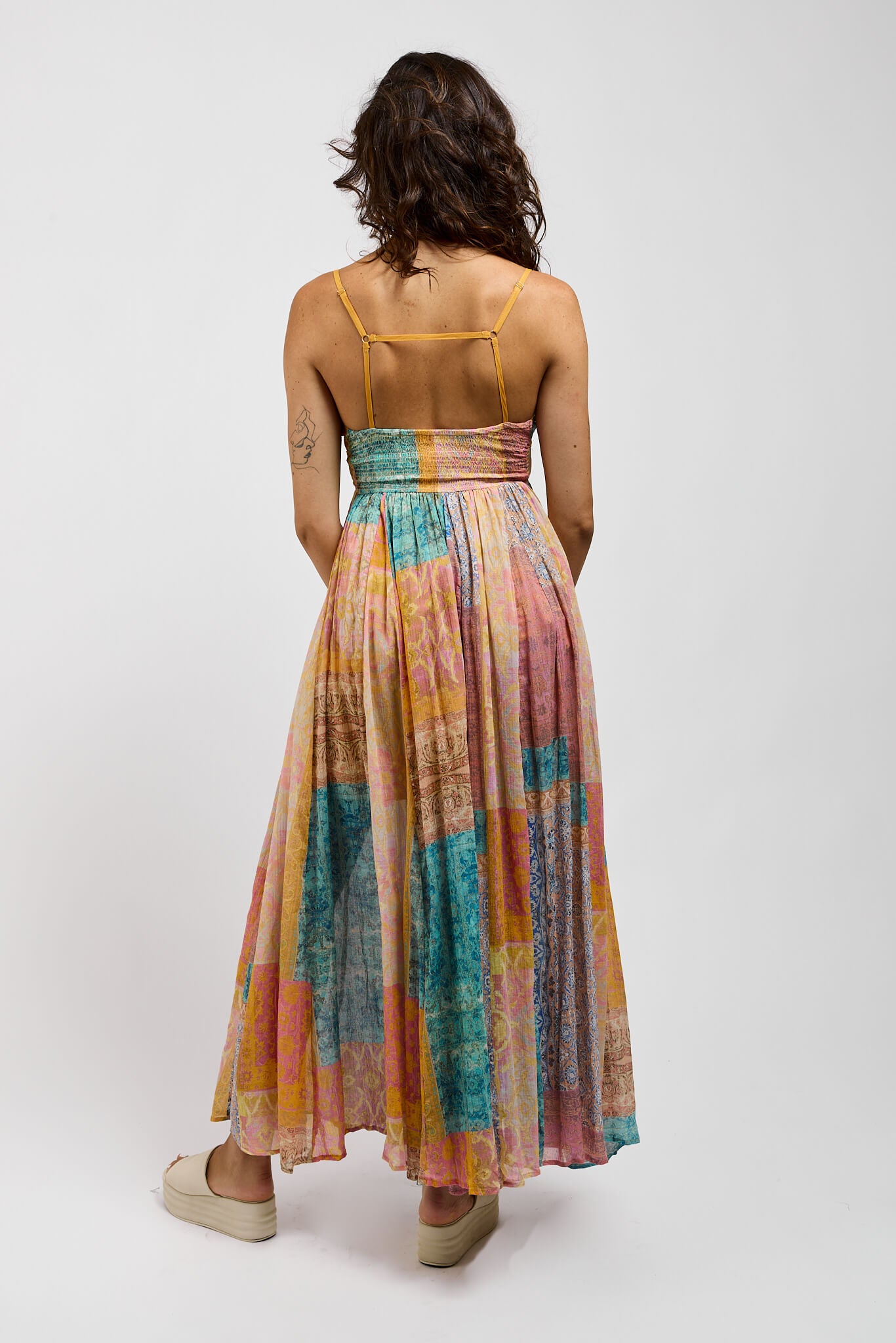 Womens maxi dress with stretchy back and adjustable straps