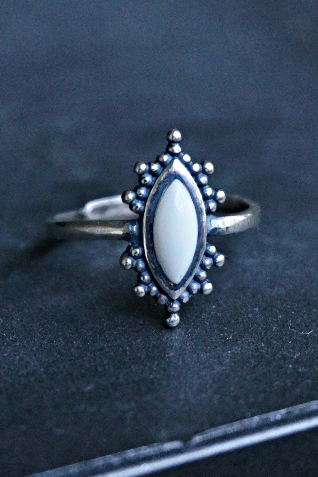 kal white agate ring by sowell jewelry