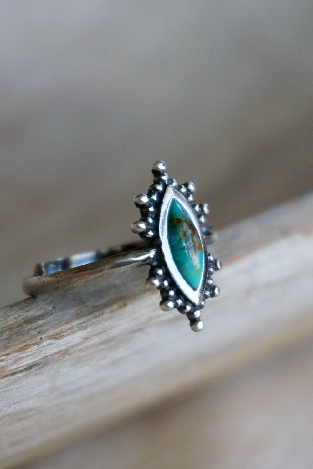 silver and turquoise adjustable ring