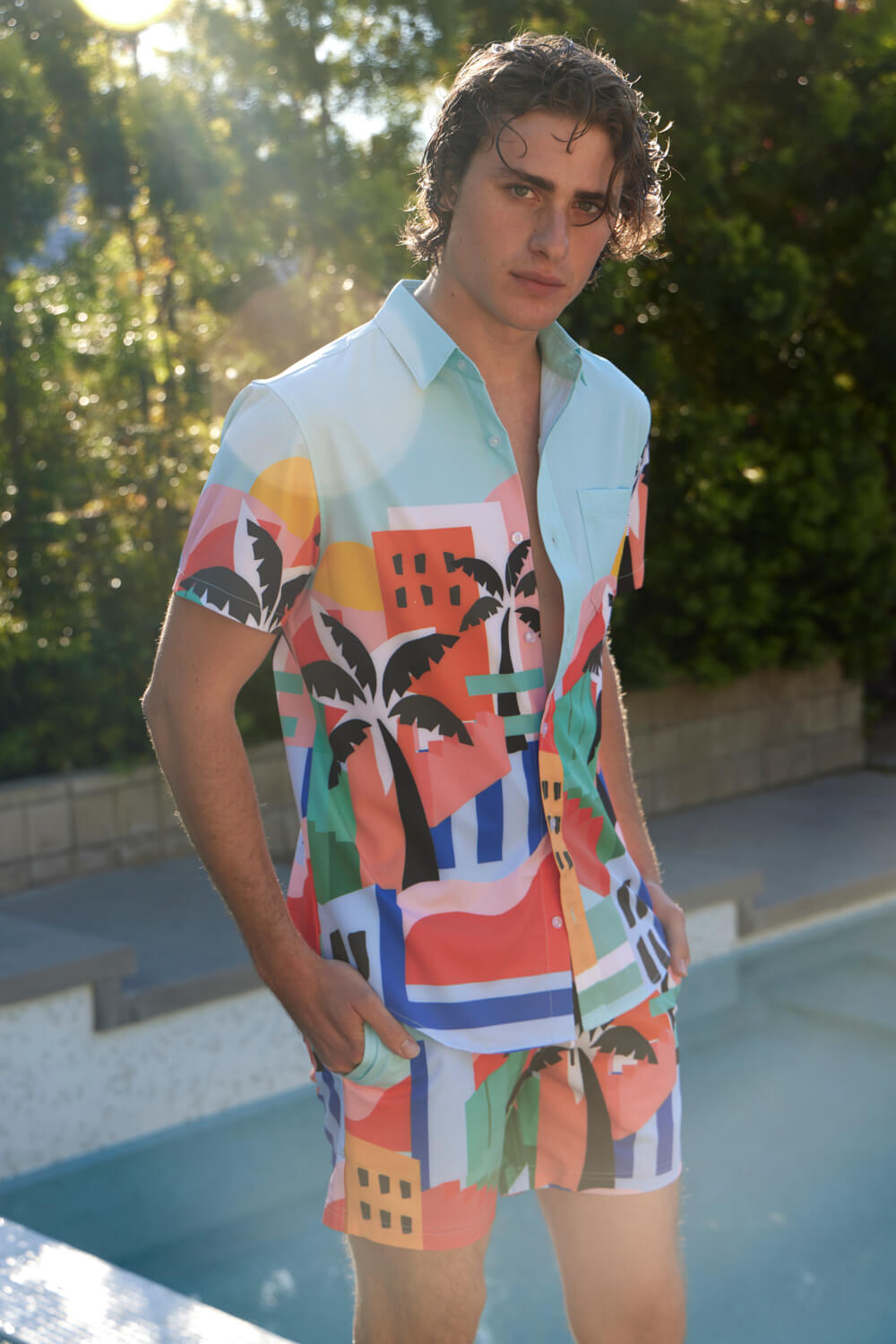 Men's tropical print beach shirt