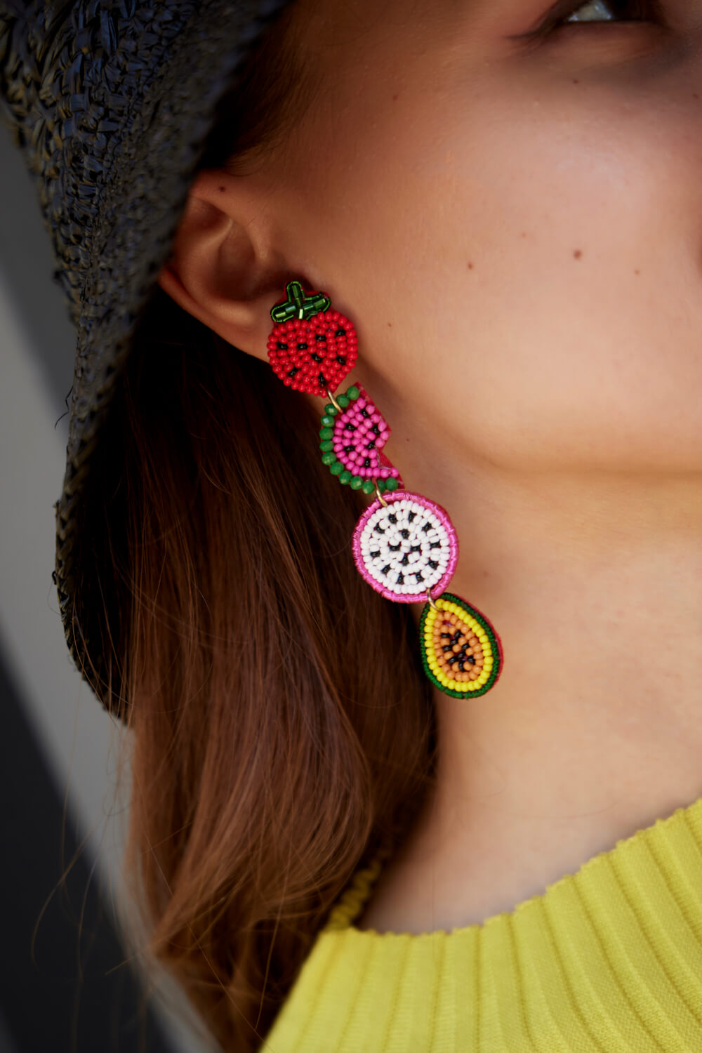 Women's beaded fruit inspired earrings