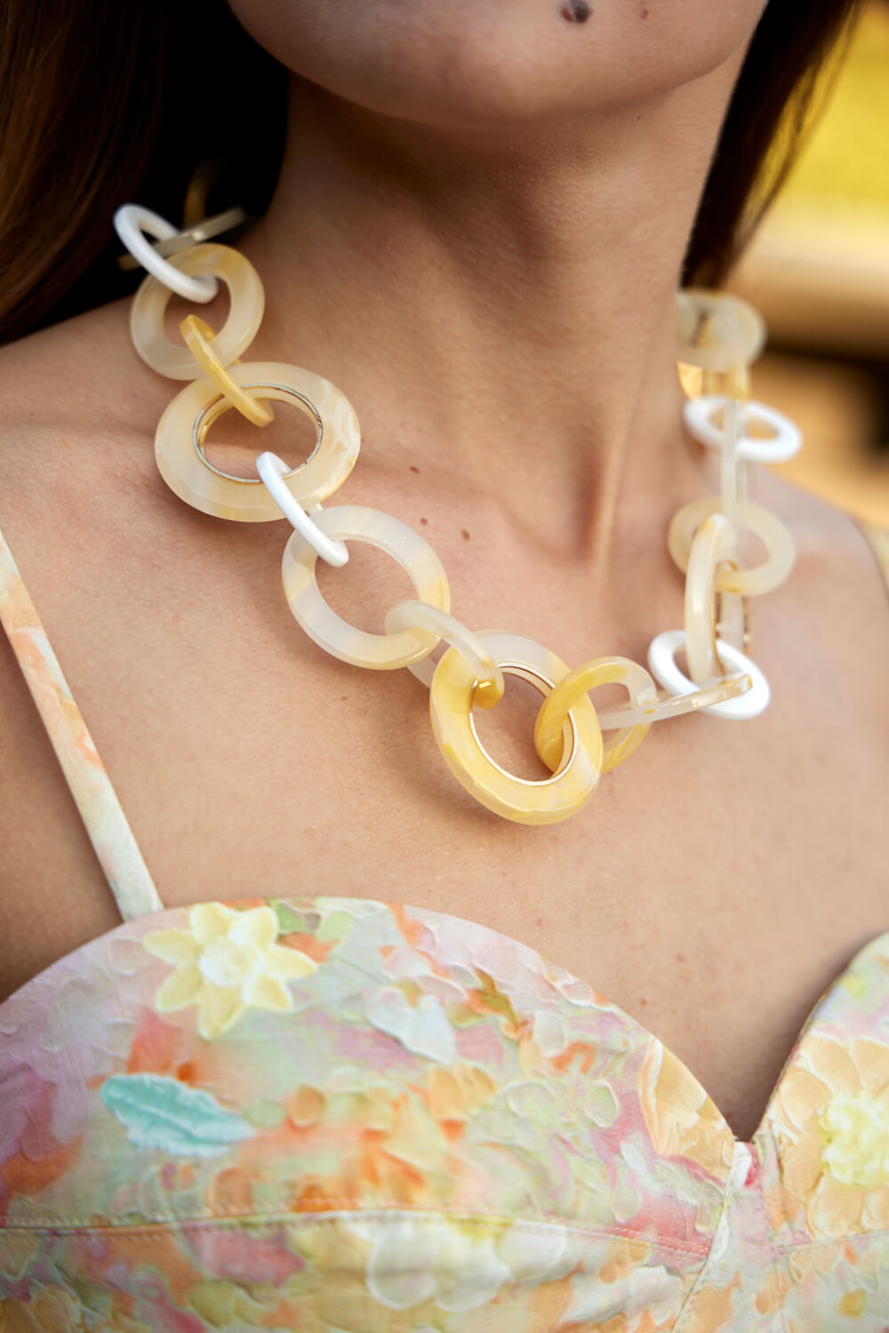 Women's large link pastel necklace