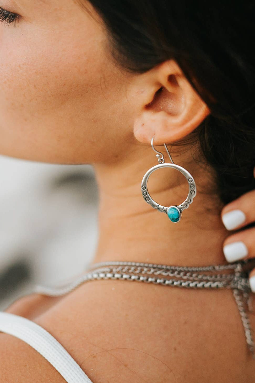 sowell jewelry moongate turquoise hoop earrings