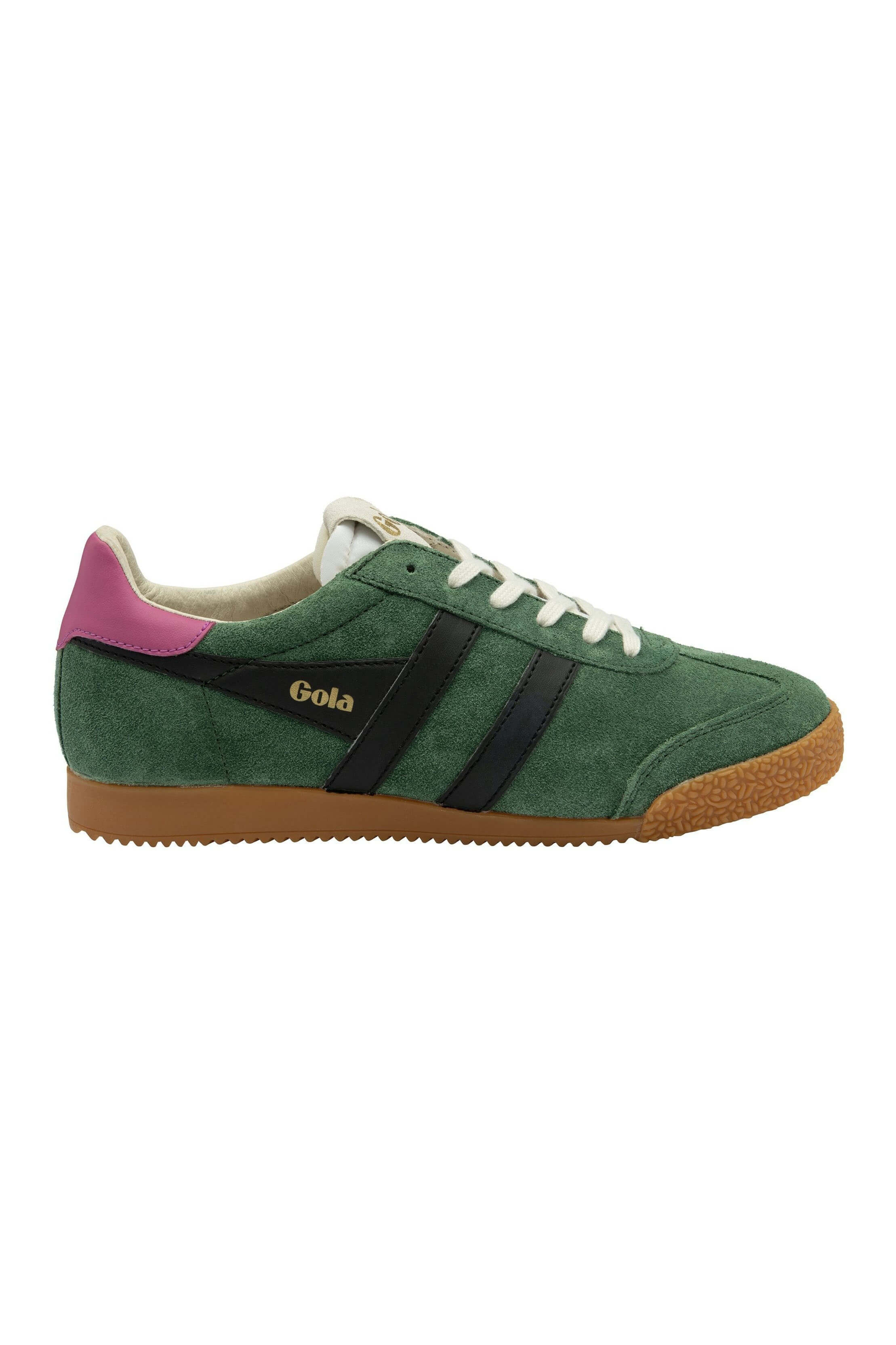 Gola classic elan sneaker in evergreen black and fuchsia