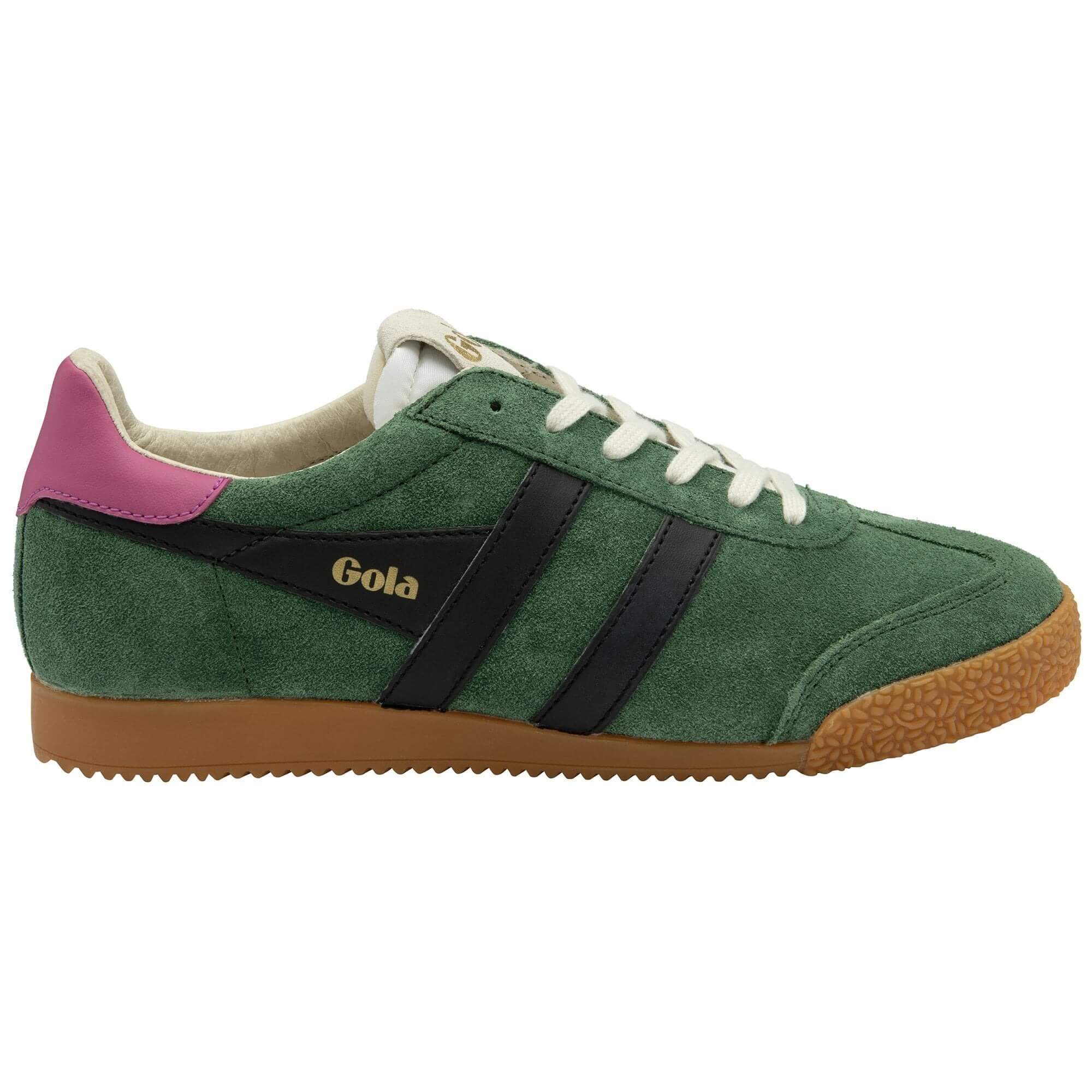 Gola classic elan sneaker in evergreen black and fuchsia