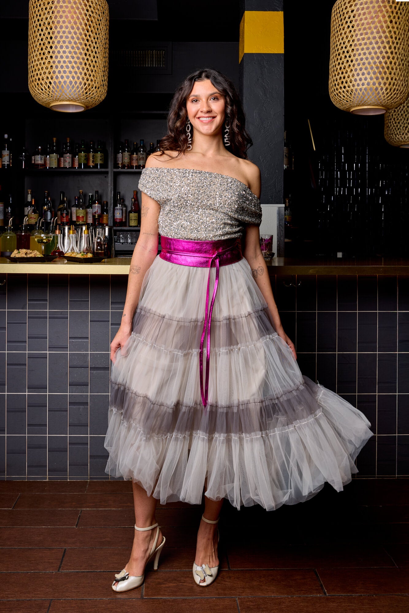 Womens high waisted tulle skirt with slip