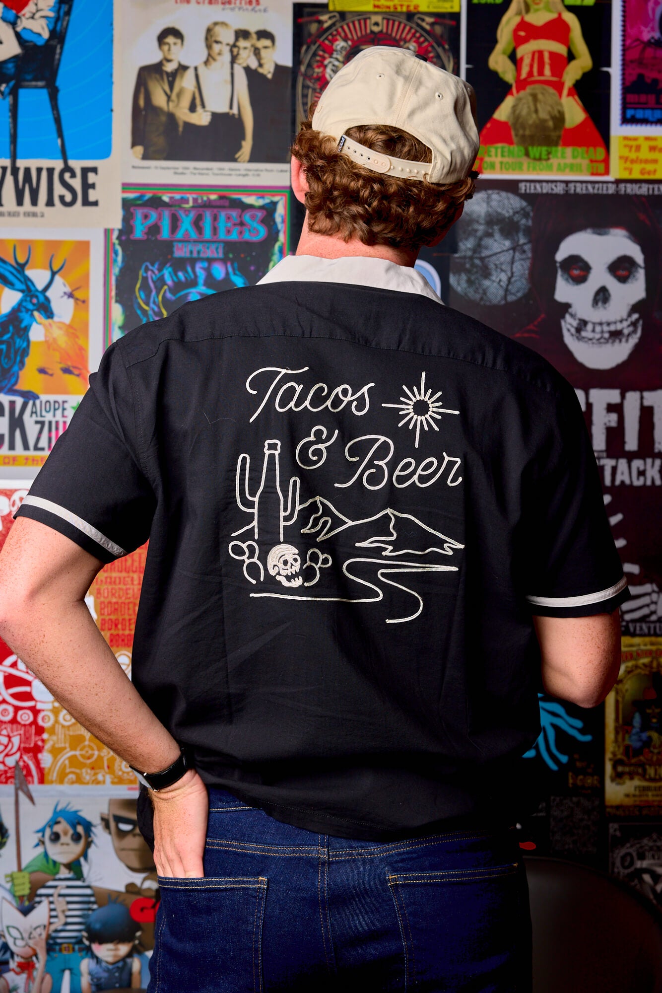 mens taco and beer button up shirt