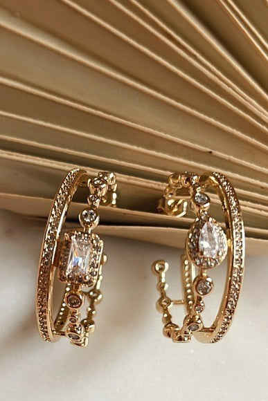 gold fill cz dainty hoop earrings