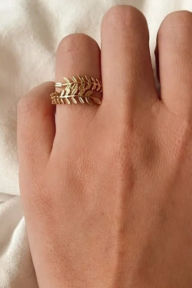 gold fill leaf ring by tramps + thieves