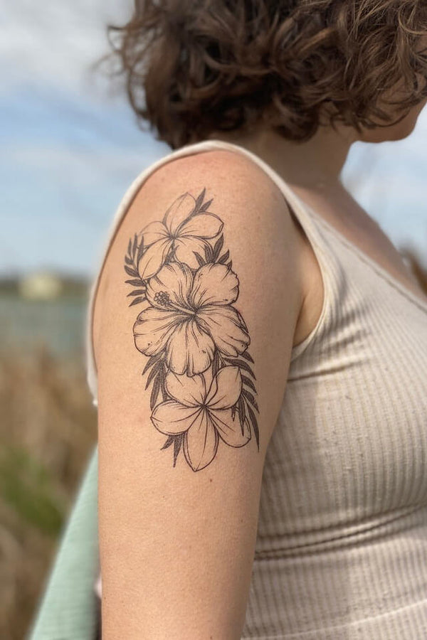 tropical floral temporary tattoo