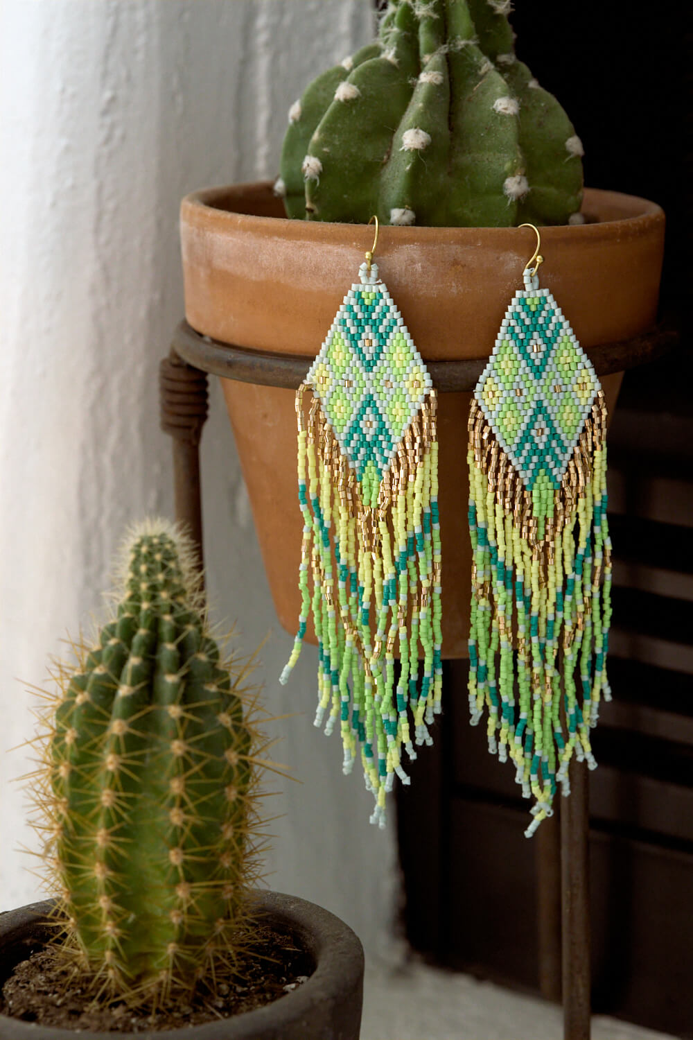 Women's beaded drop earrings