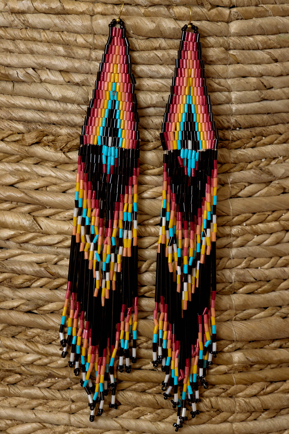 Women's colorful long beaded earrings