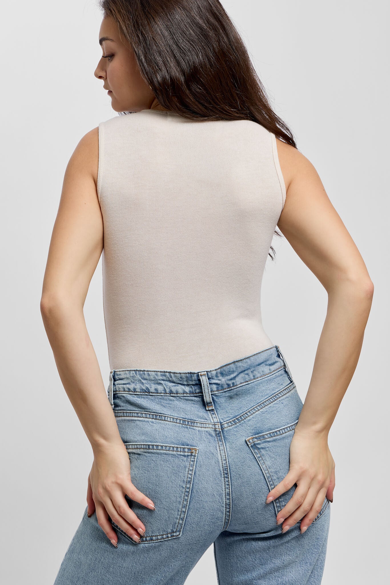 Womens ecru ribbed bodysuit