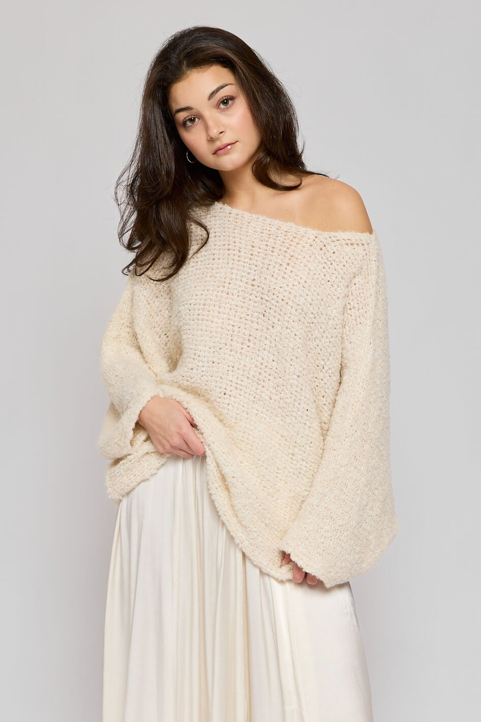 Womens Boucle dolman sleeve sweater