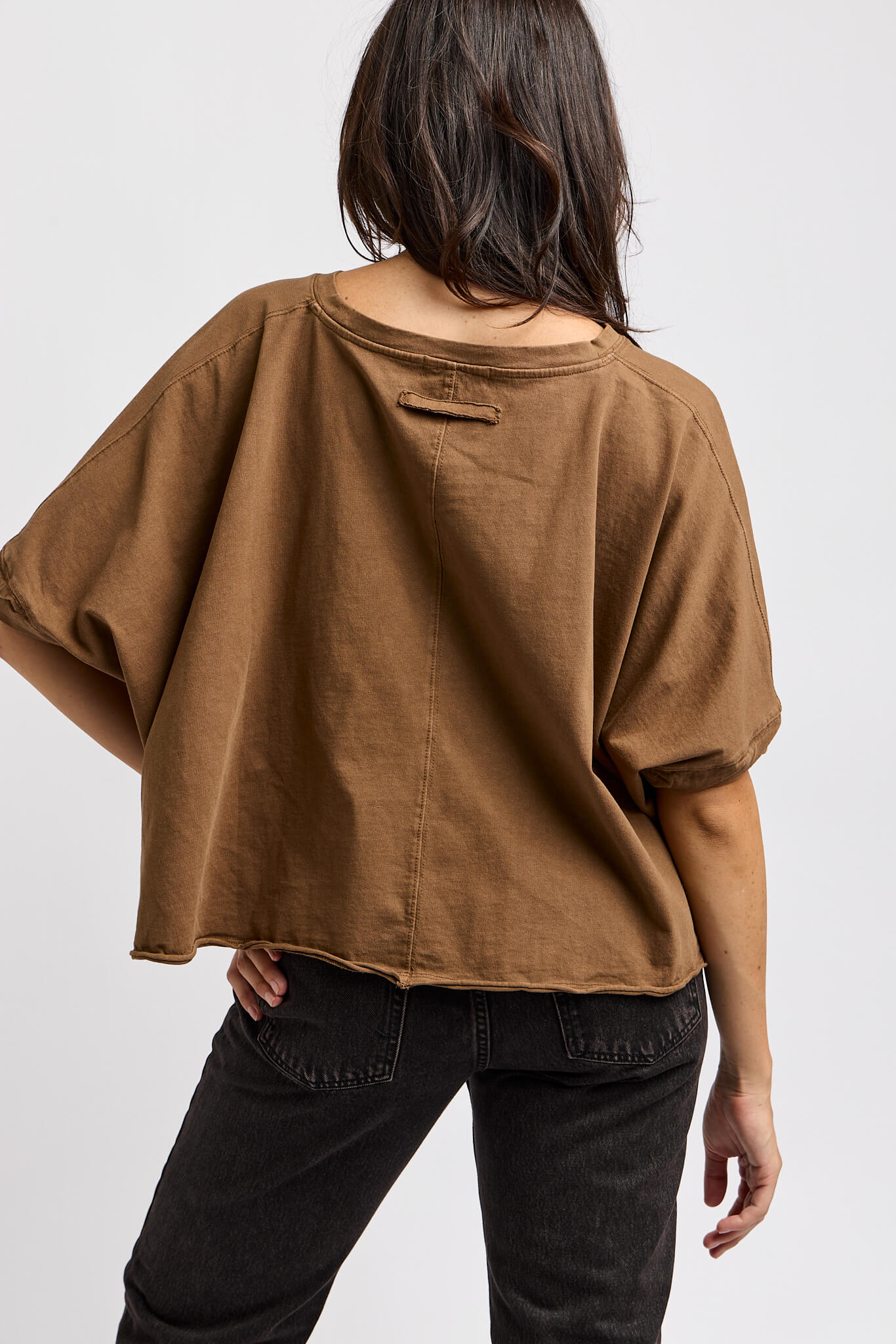 Womens oversized short sleeve brown tee