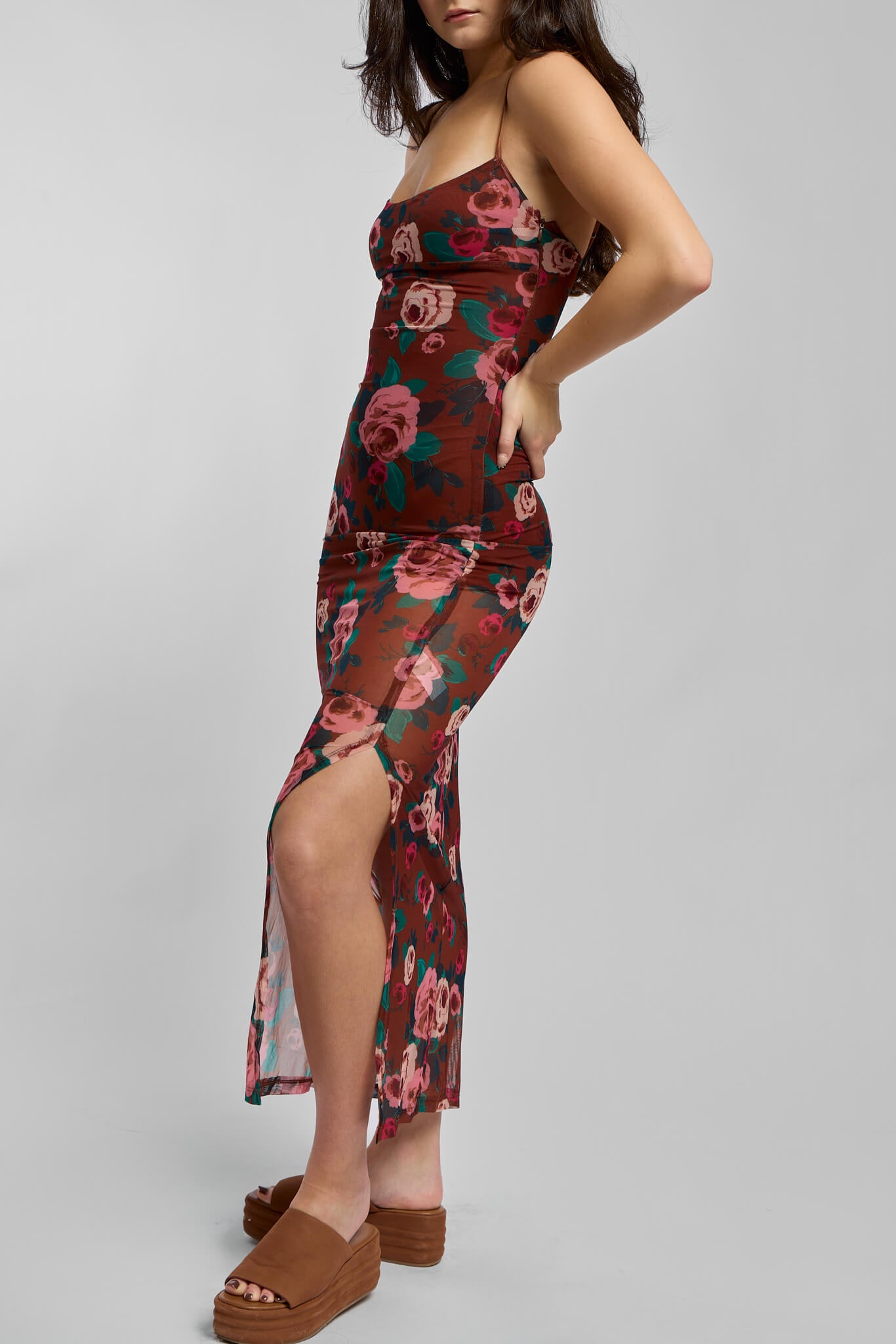 Womens rust brown colored slip dress