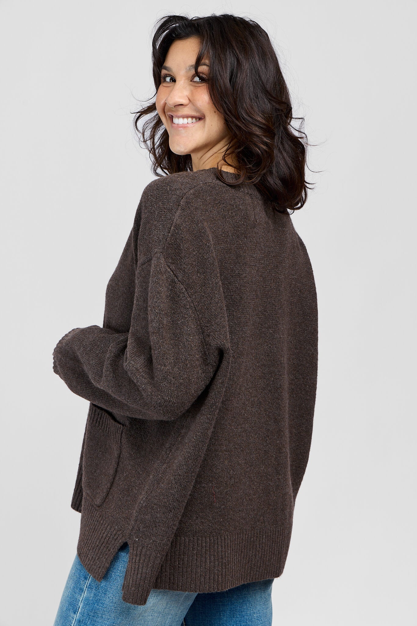 Womens brown relaxed fit cardigan