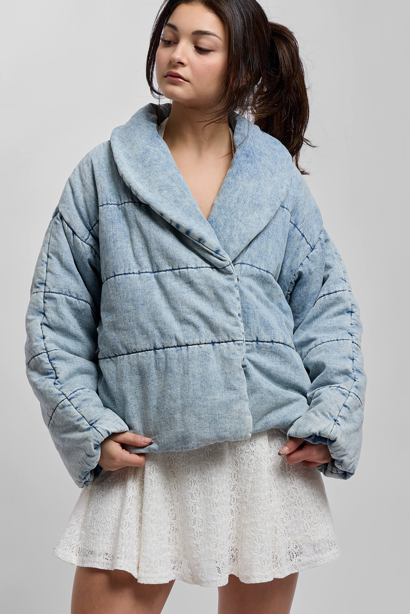 Womens blue denim coat