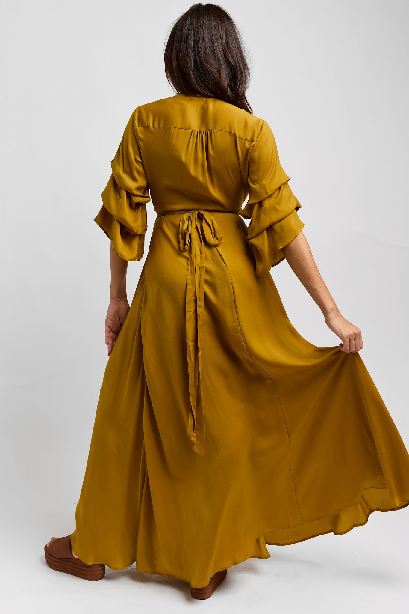 Womens wrap tie maxi dress