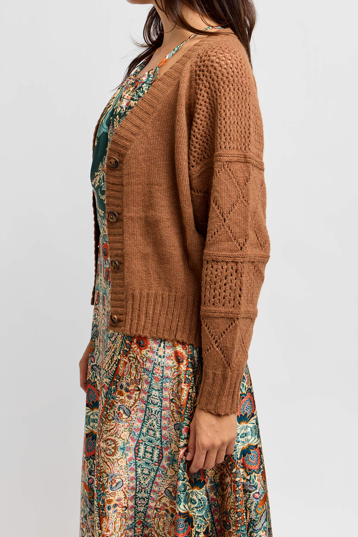 Womens chestnut brown knit cardigan