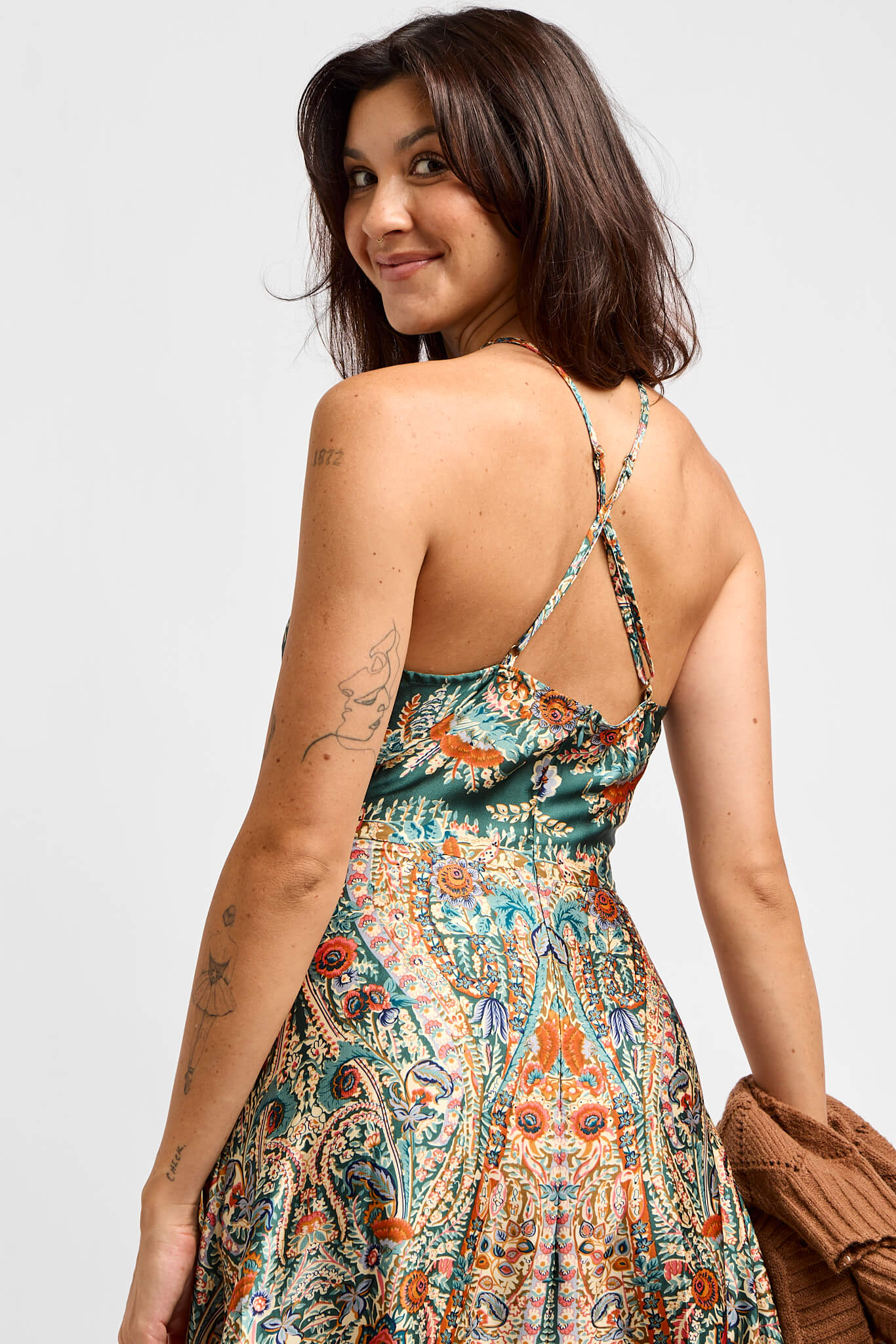 Womens back strap cross maxi dress