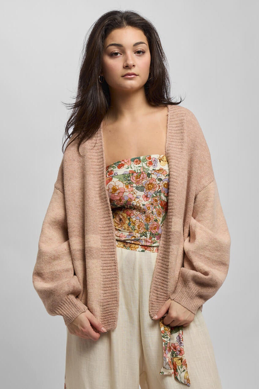 Womens relaxed fit soft pink cardigan