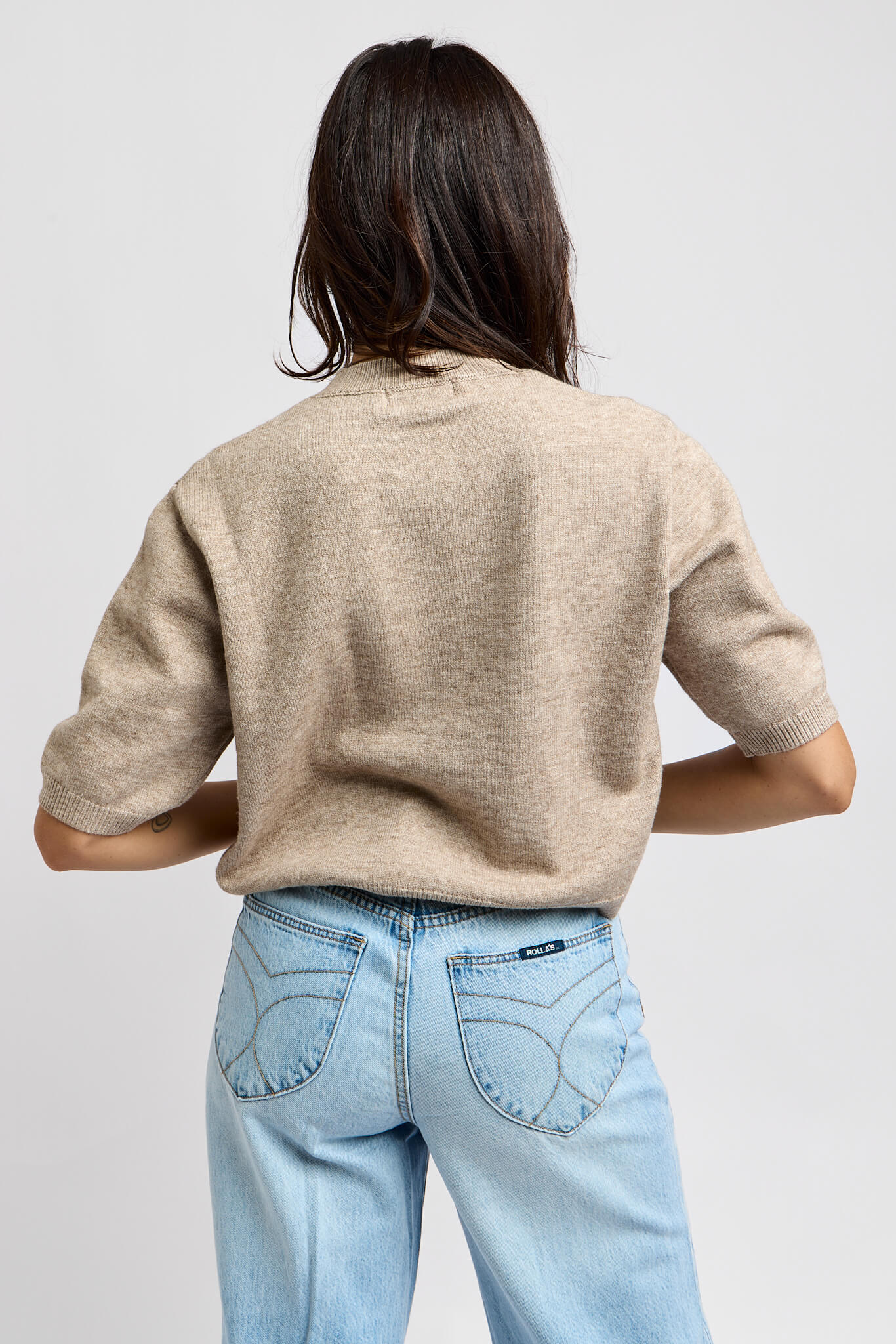 Womens half sleeve knitted sweater top