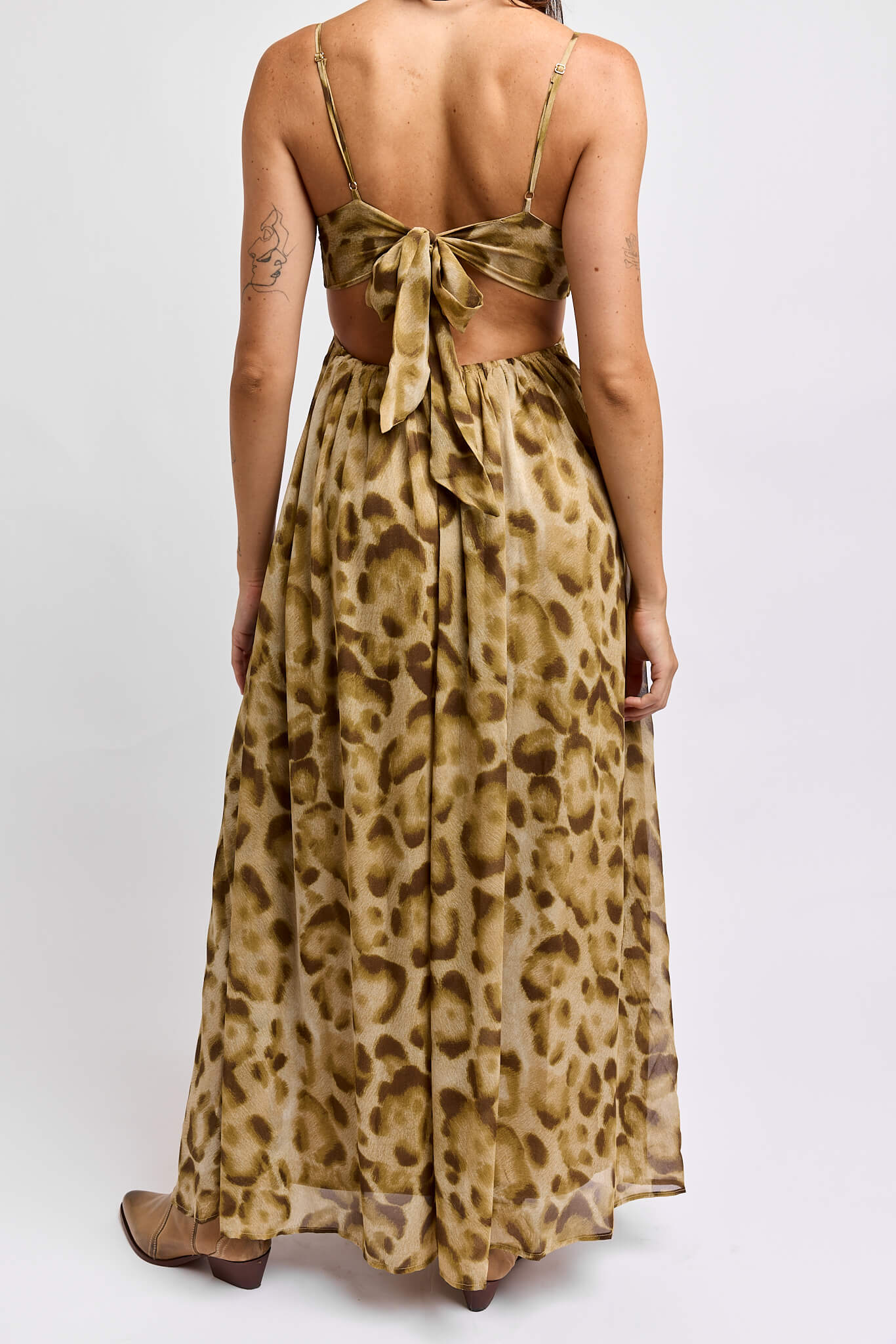Womens maxi dress with back tie and stretchy waistband