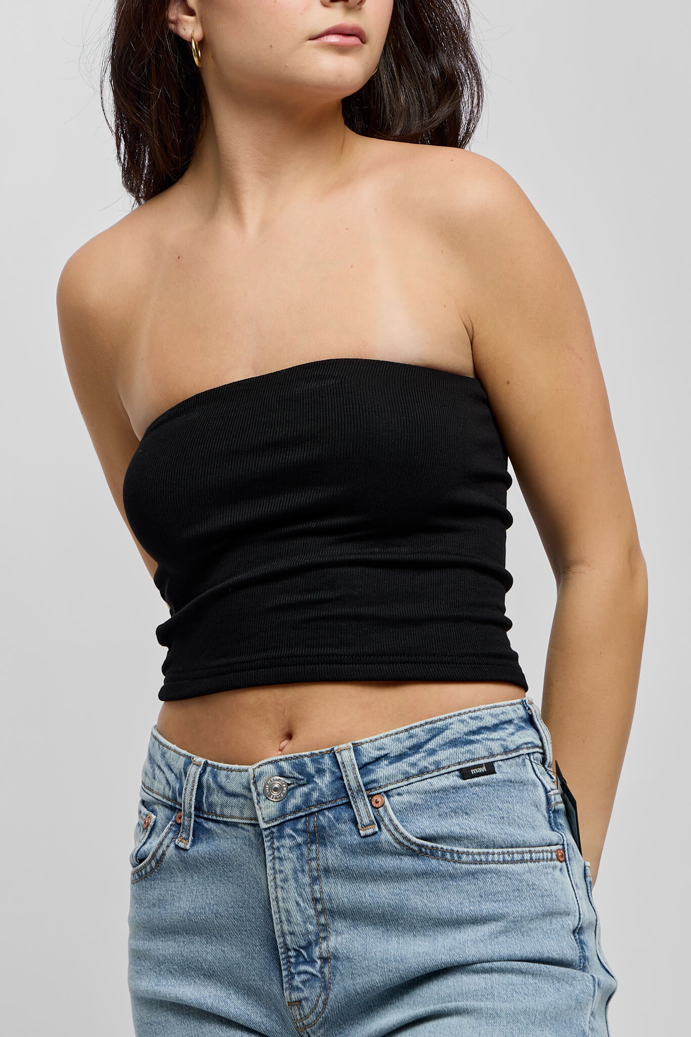 Womens black ribbed stretchy crop tops