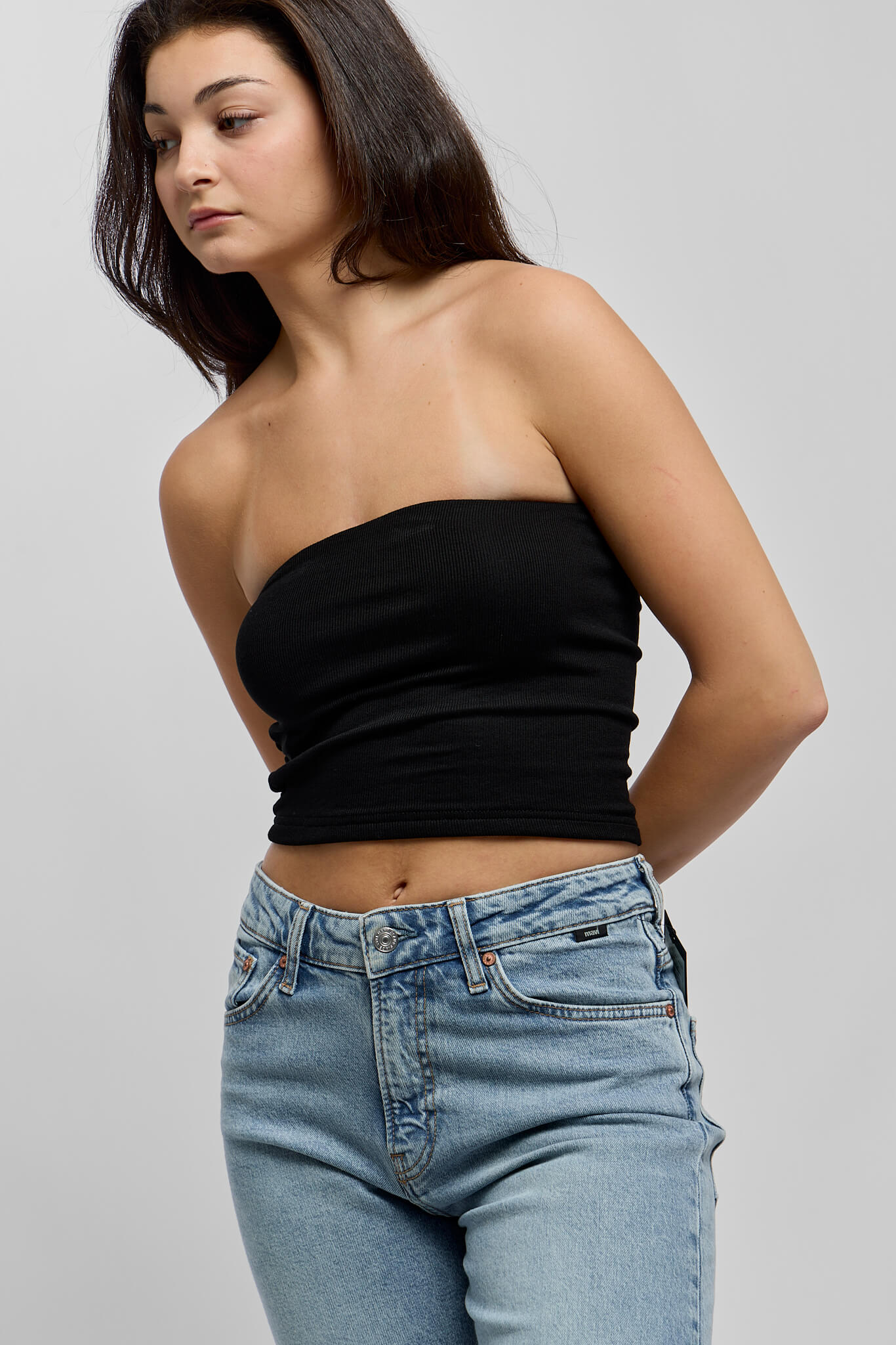Womens black ribbed tube top