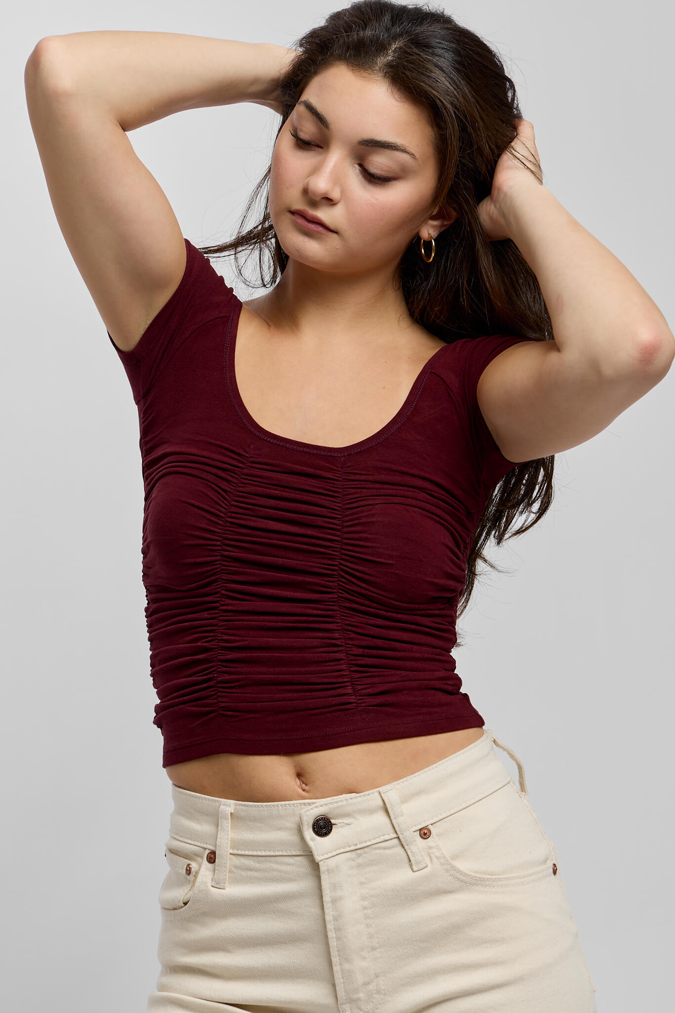Womens red ruched top