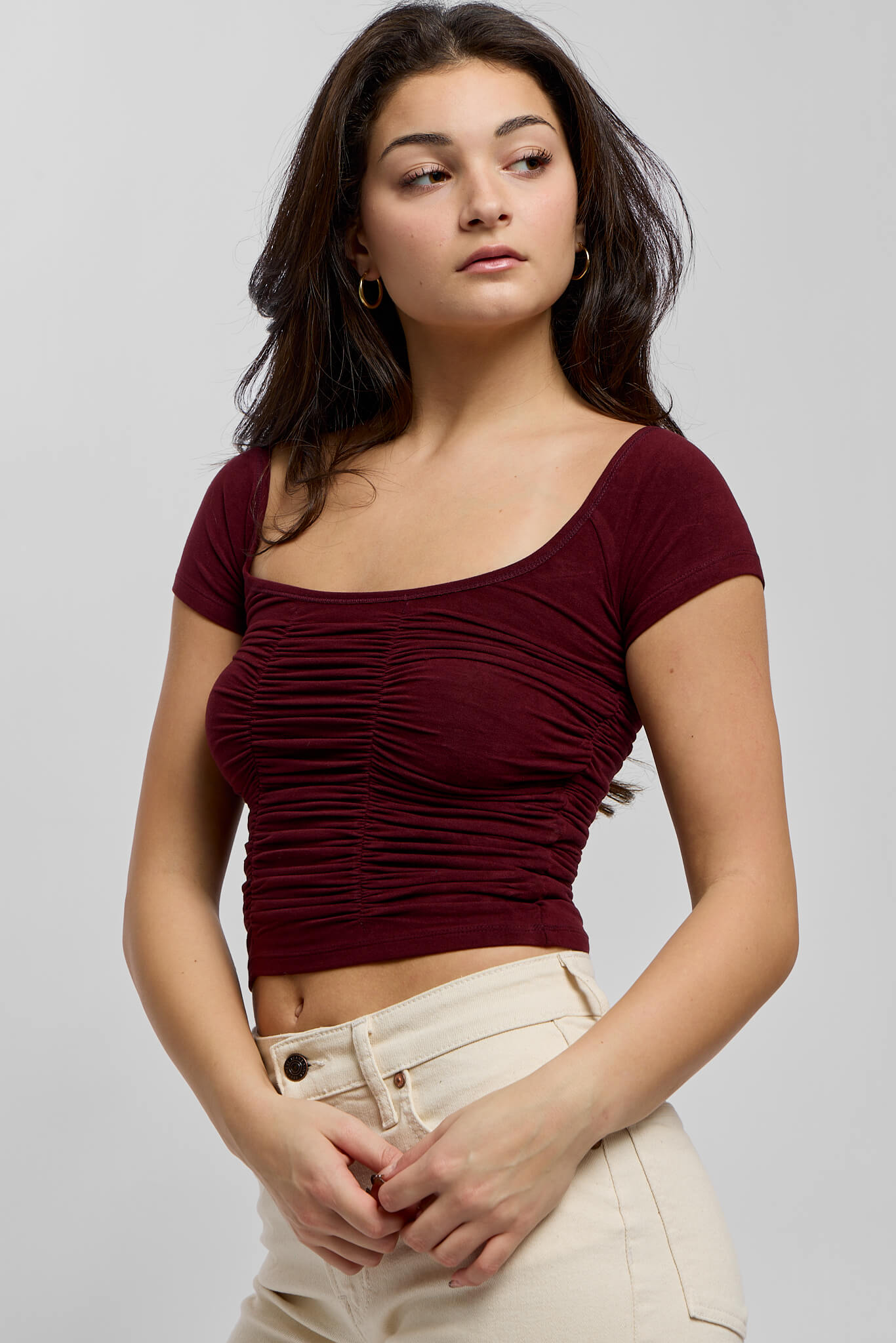 Womens wine colored crop top 