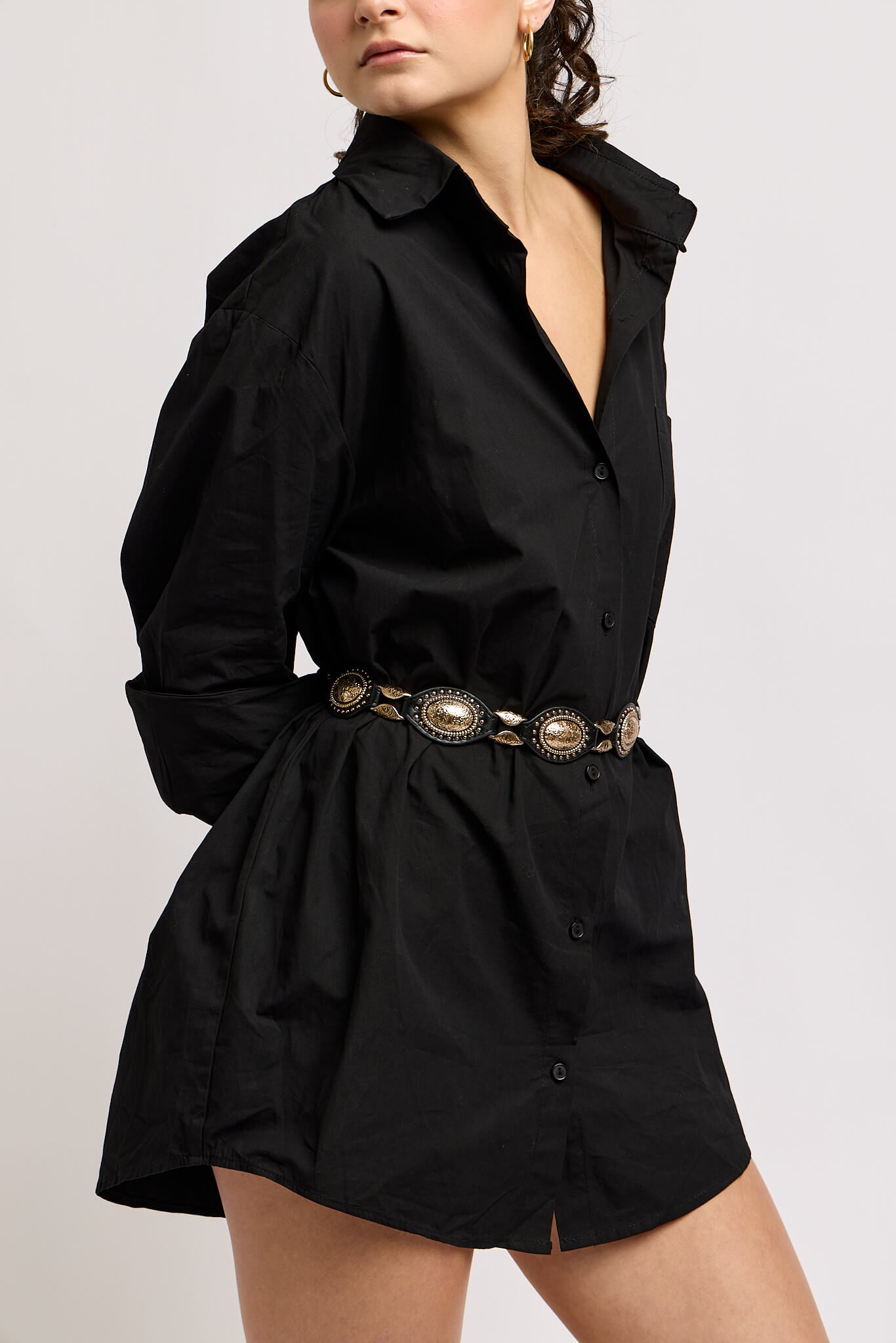 Womens black buttonup tunic top