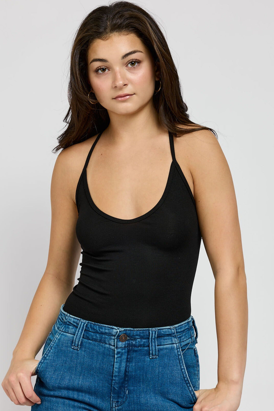 Womens black spaghetti strap tank