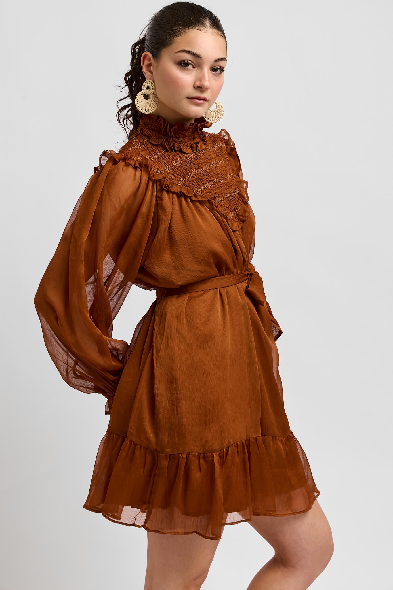 Womens bronze high-neck dress