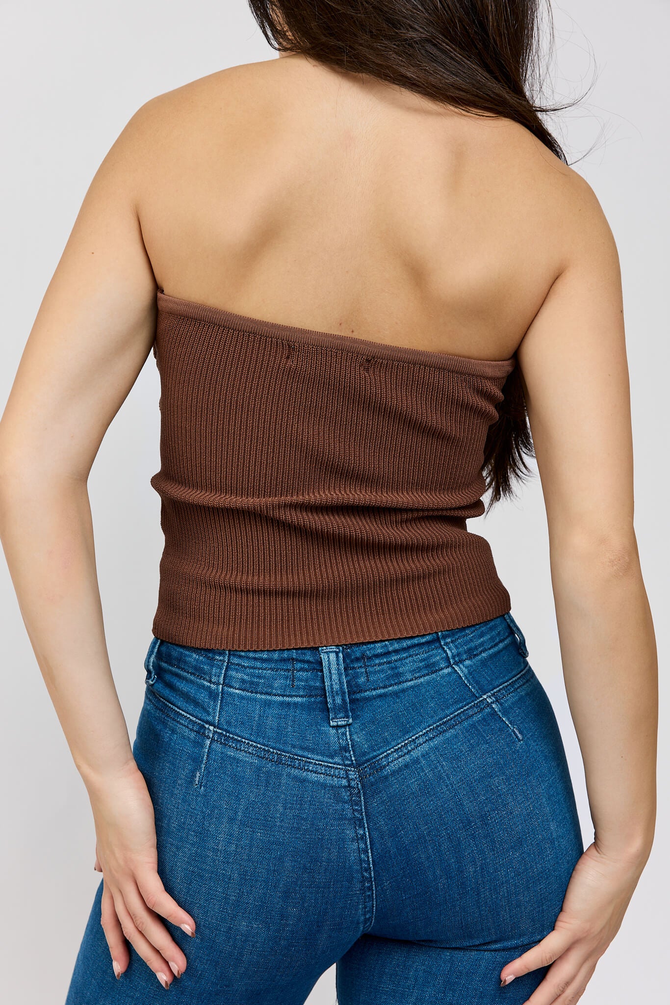 Womens strapless brown tube top