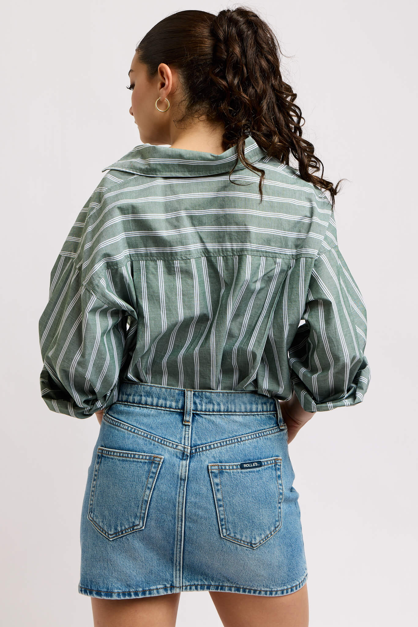 Womens striped sage collared shirt