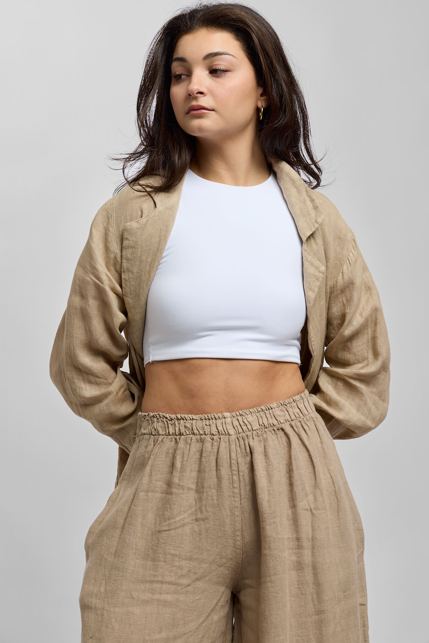 Womens white stretchy crop top