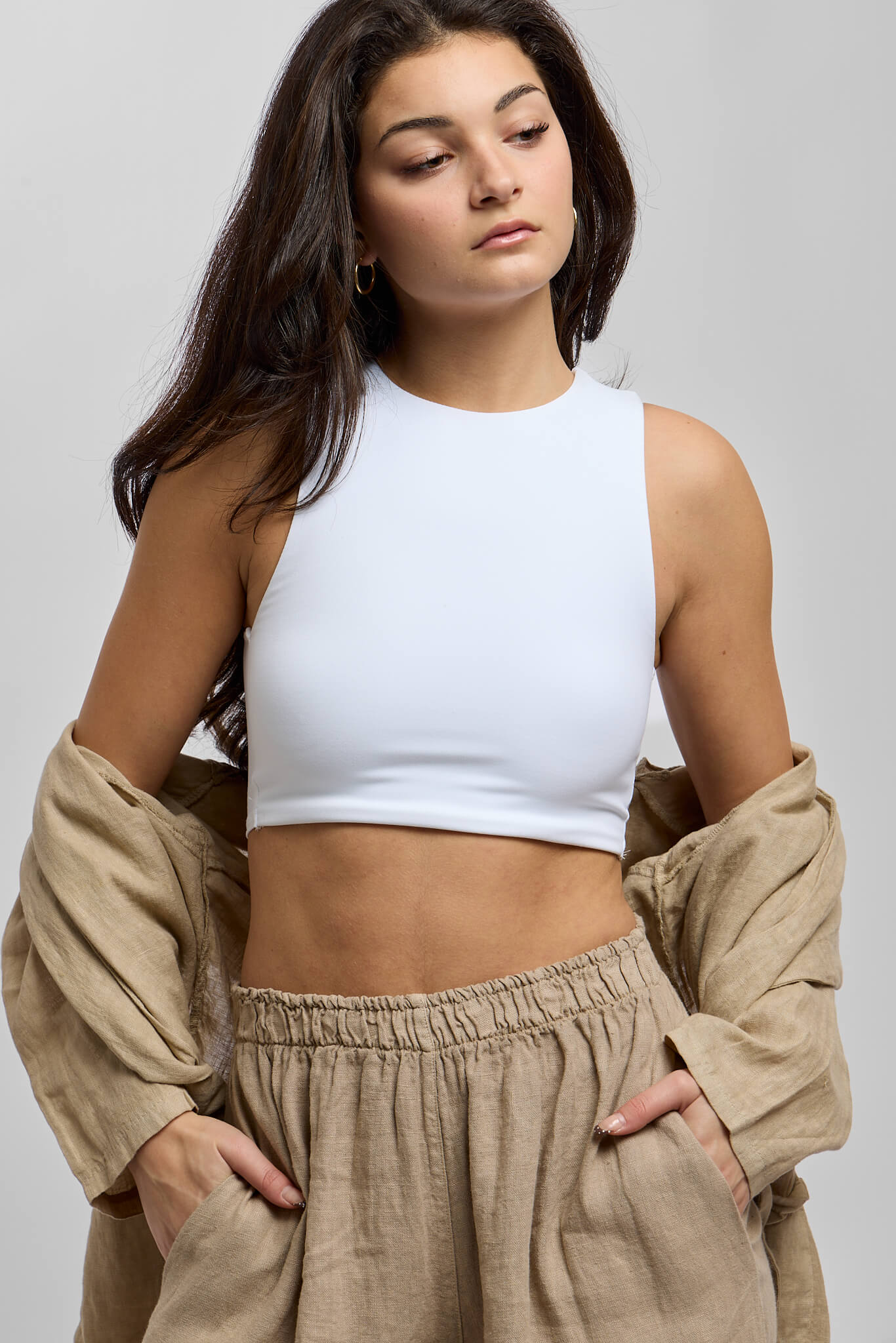 Womens sleeveless spandex crop top