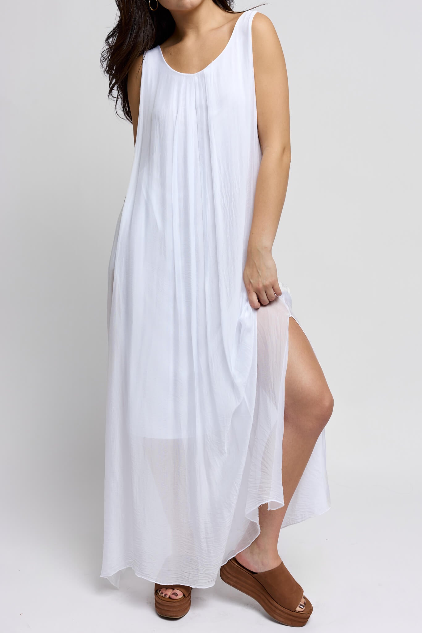 Womens white breathable lightweight maxi dress