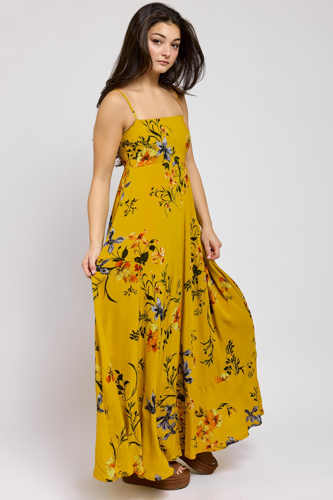 Womens yellow maxi dress