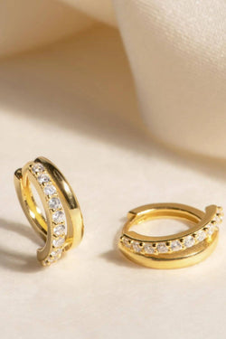 Women's gold diamond semi hoop earrings | Kariella