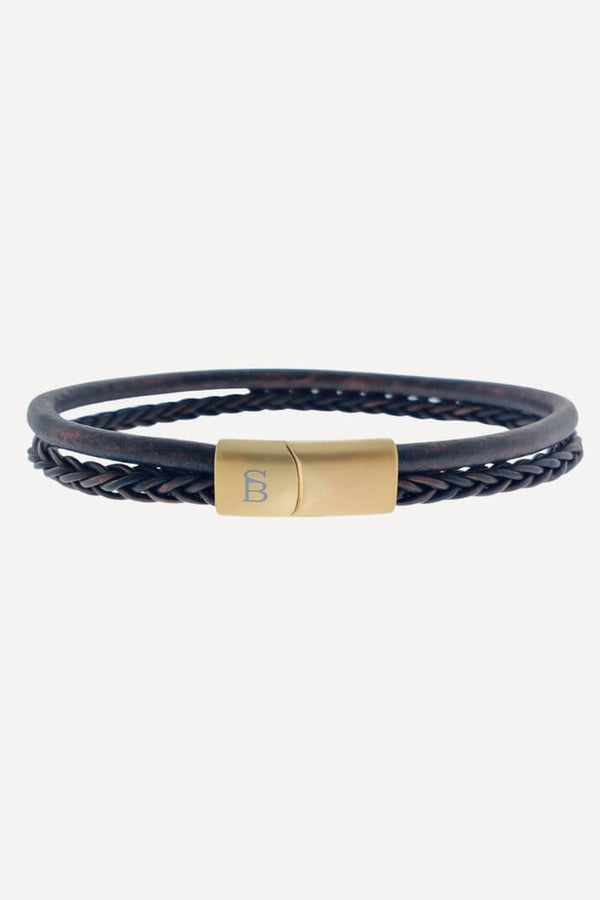 gold denby leather brown bracelet