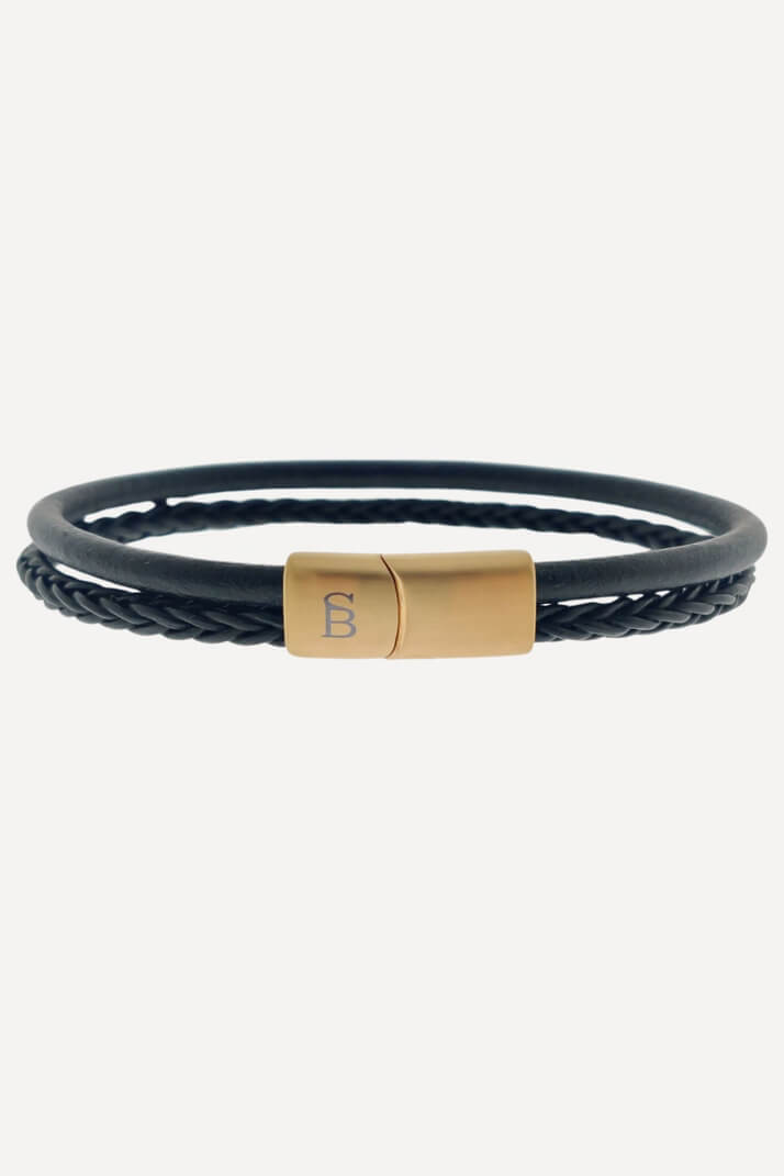 gold denby leather black bracelet