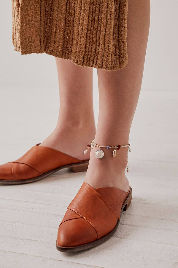 leather tan mules by free people