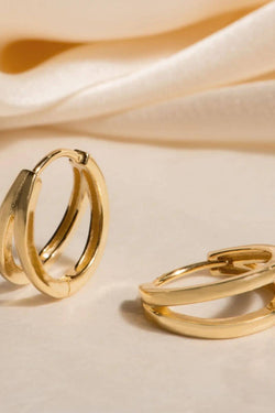 Women's gold double hoop earrings | Kariella