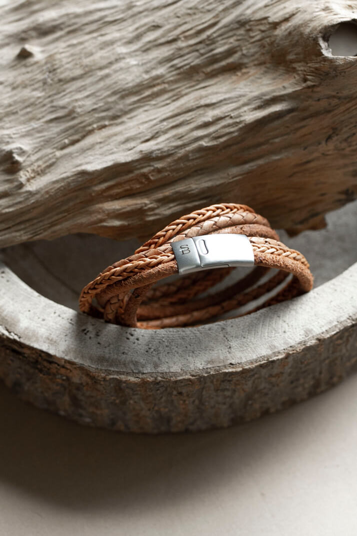 steel & barnett silver denby leather bracelet