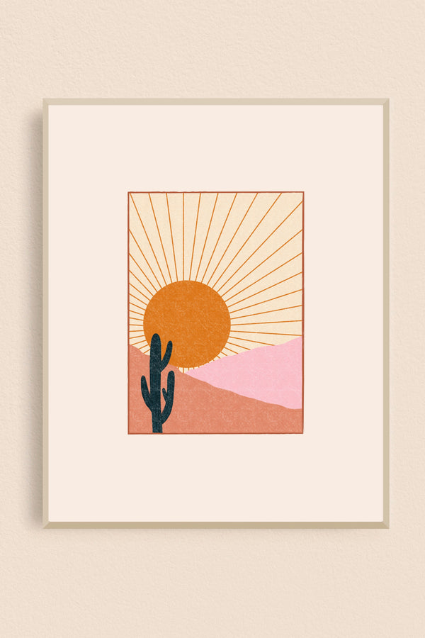 Cactus Desert Sun Art Print - Kariella