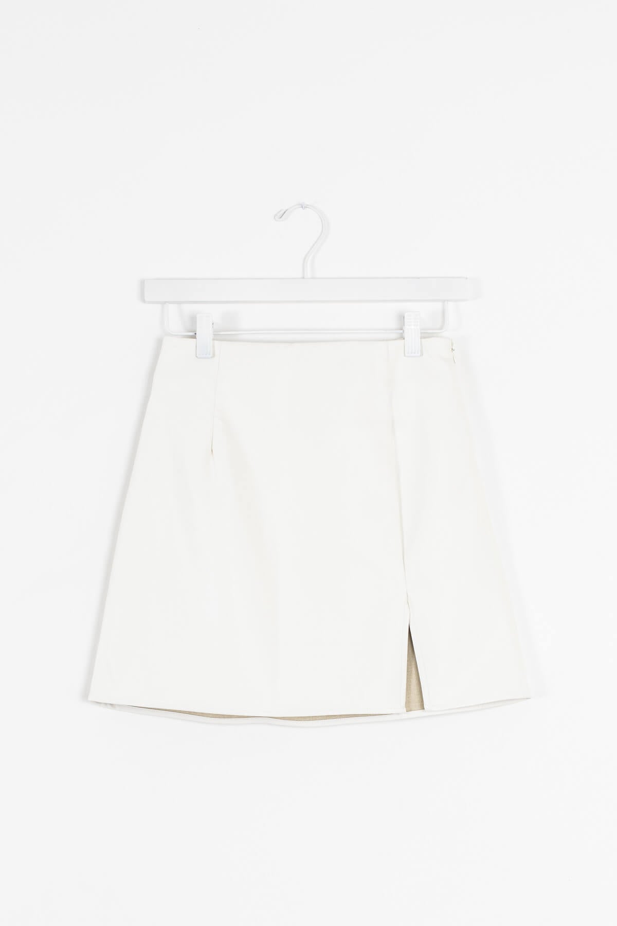 White vegan leather mini skirt