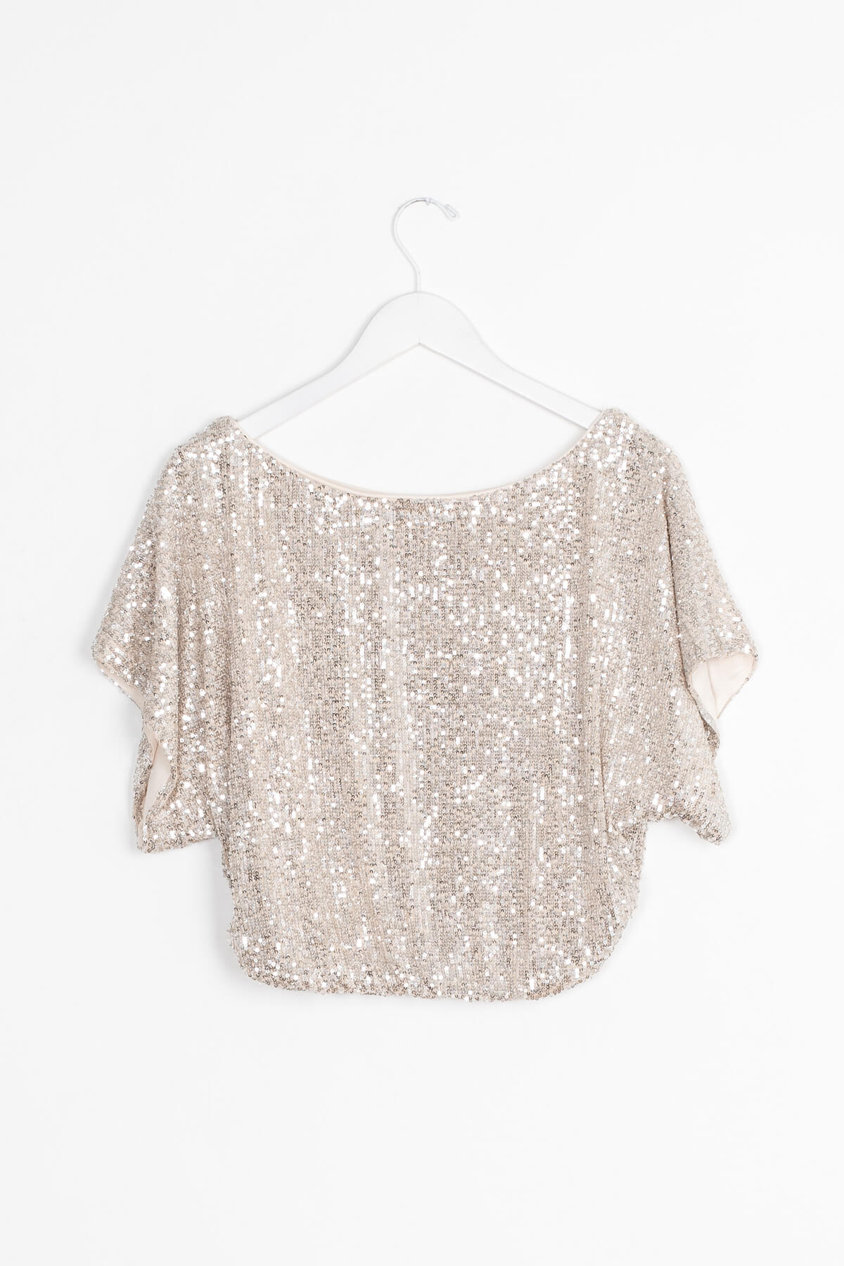 Silver off the shoulder sequin top